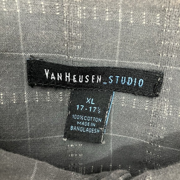 Van Heusen Mens Gray Patterned 100% Cotton Short Sleeve Button Down Shirt‎ Sz XL - Picture 4 of 5